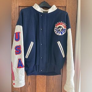 Mondetta USA Leather and Wool varsity letterman style jacket - Size Large